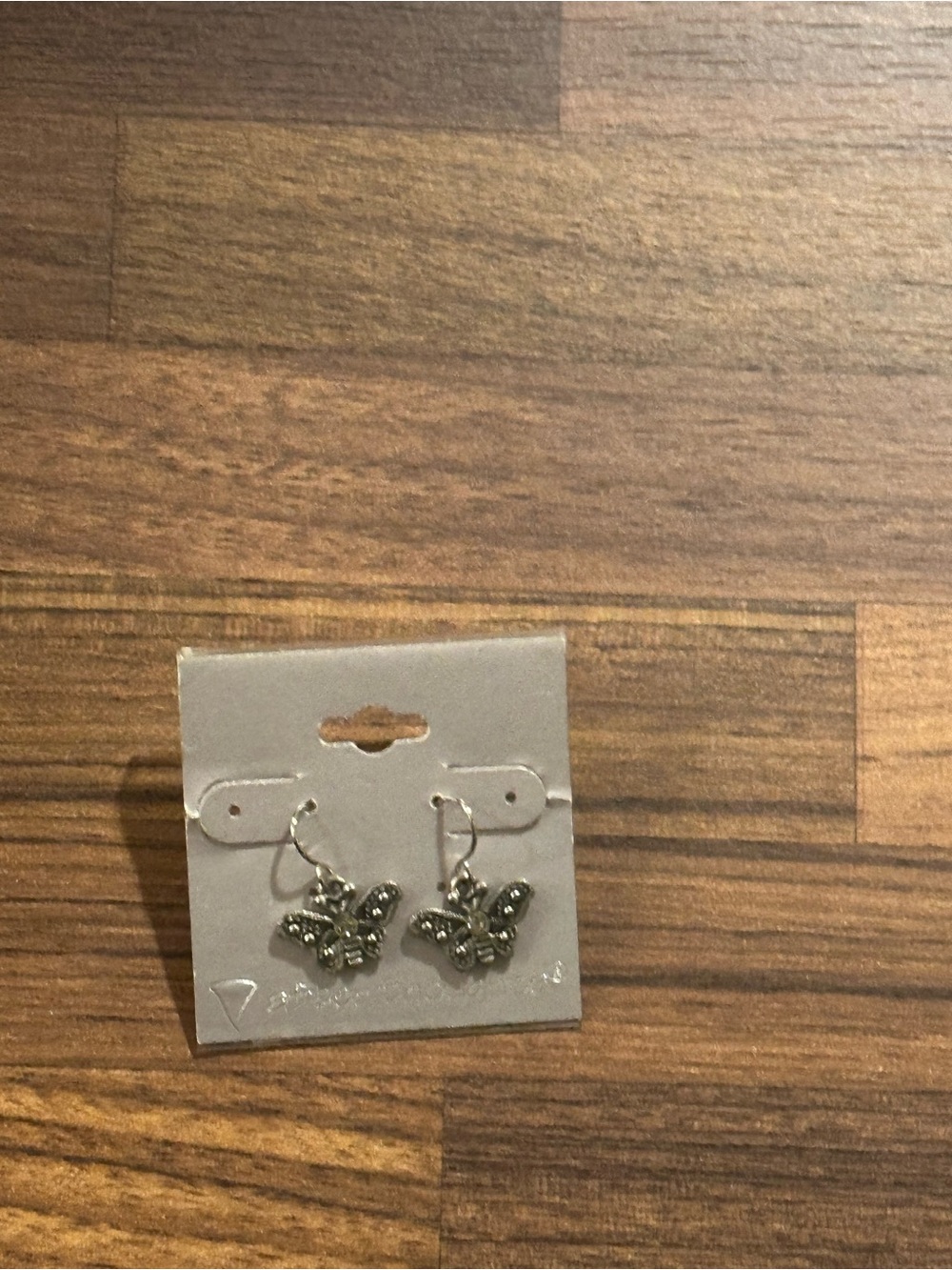 Silver Butterfly Dangle Earrings - Sparkling Marcasite Detail